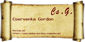 Cservenka Gordon névjegykártya
